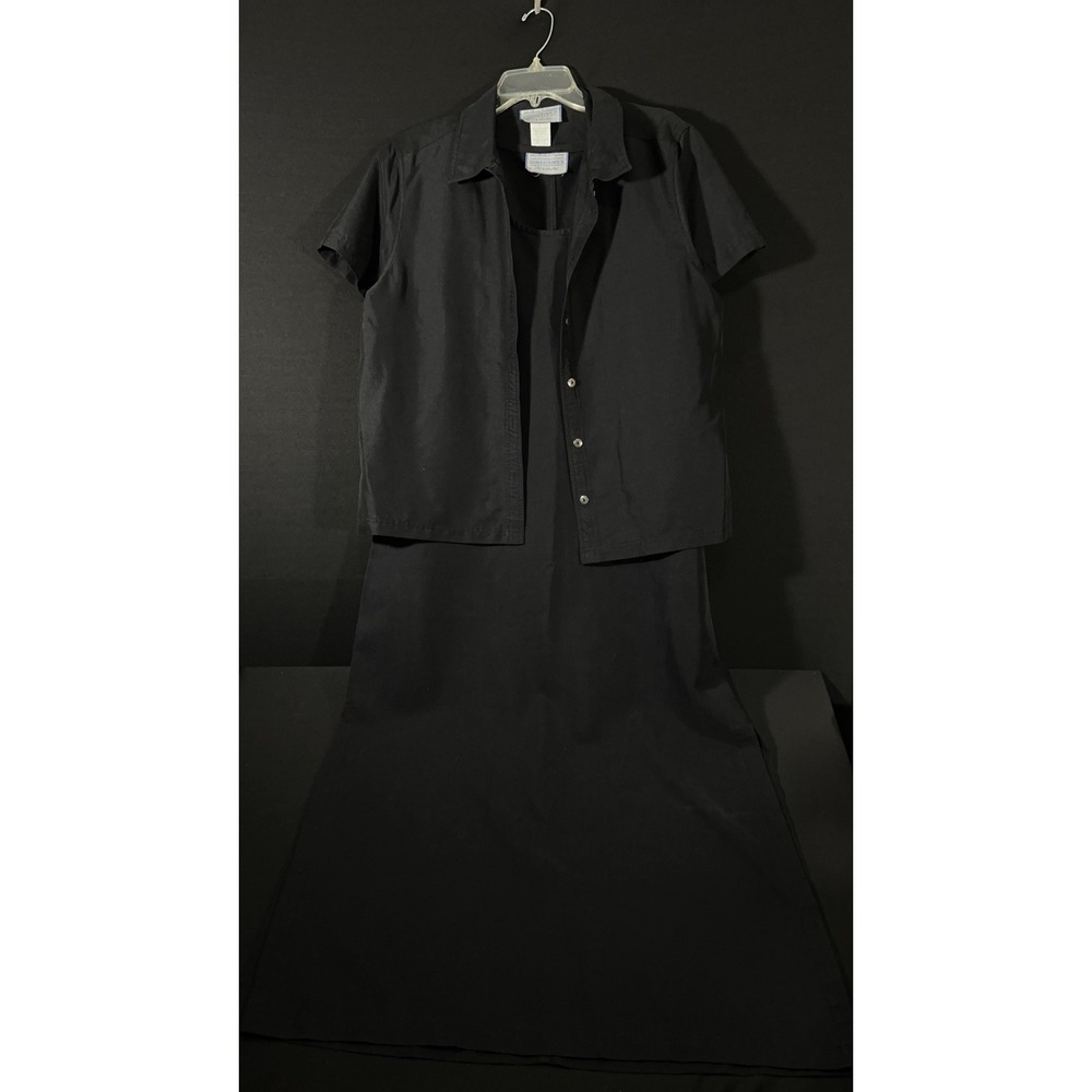 VTG Directives Women's 2 Piece Black‎ Suit Dress & Jacket Set Career Size Large